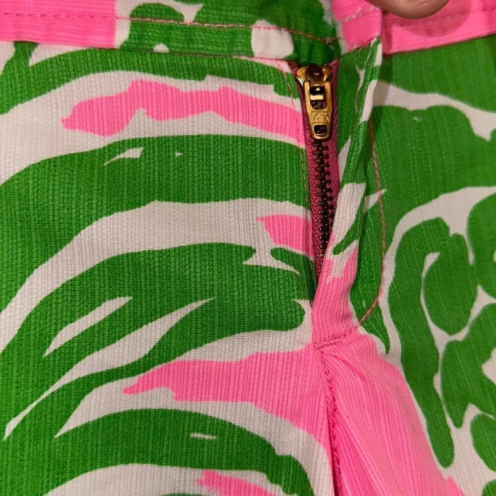 Lilly Pulitzer 00 5” The Callahan 💯 Cotton 4 Pocket White Green Pink Shorts